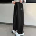 thumbnail image 2 of NIEWTR Girls Oversized Sweatpants Wide Leg Loose Fit Lounge Pants High Waisted Elastic Drawstring Comfortable Casual Joggers（Black,10-11 Years), 2 of 5