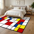 thumbnail image 3 of ODIKA 6'x9' Ultra-Soft Area Rug, Composition Modernist Rectangle Framework Bold Layout Yellow None Washable, Bare feet friendly, Silk-Touch for Guest Room, Bedroom, 3 of 7