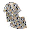 thumbnail image 6 of Weebloom Halloween Womens Summer Pajamas Sets Two Piece Outfits Cat Print Short Sleeve V Neck Shorts Set Sleepwear Nightwear Pjs Loungewear Grey 2Xl, 6 of 6