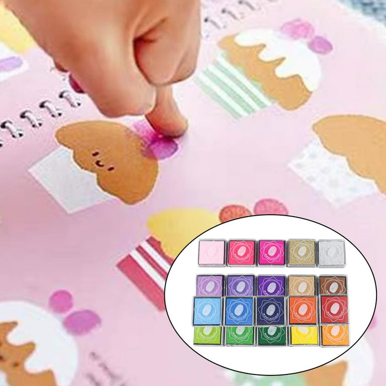 Craft Finger Ink Pad 20 Colors, Craft Ink Pad Stamps Partner DIY Color, Rainbow Washable Stamp Pads Set for Rubber Stamps Partner Color Card Making