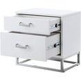 thumbnail image 4 of Sibylla White Chrome Side Table - 2 Drawers, Glossy Handle, Stainless Steel Polished Base, 4 of 8