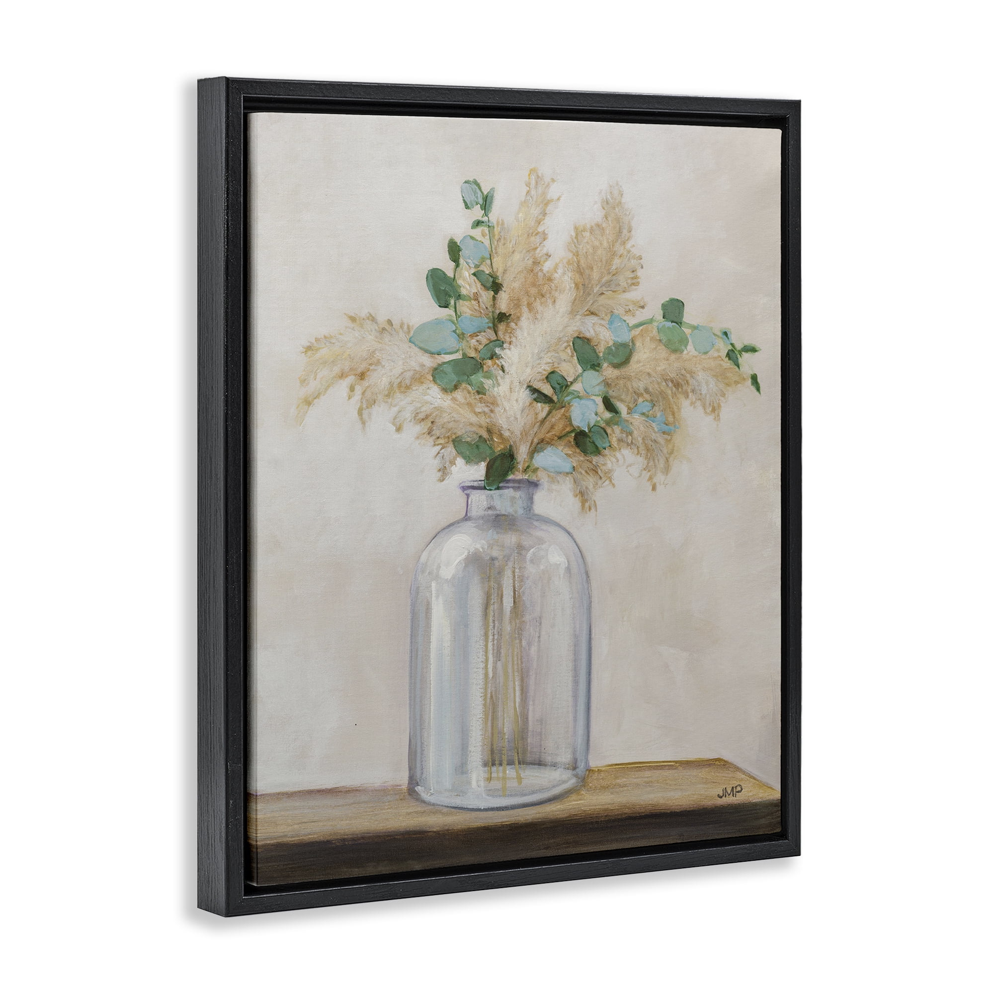 Stupell Industries Eucalyptus Herb Vase Botanical & Floral Painting Black Floater Framed Art Print Wall Art, 17 x 21