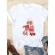thumbnail image 1 of Camiseta con estampado navideño de estilo acuarela para mujer, ropa de Año Nuevo con cuello redondo, camiseta informal con estampado de los años 90, 1 of 5