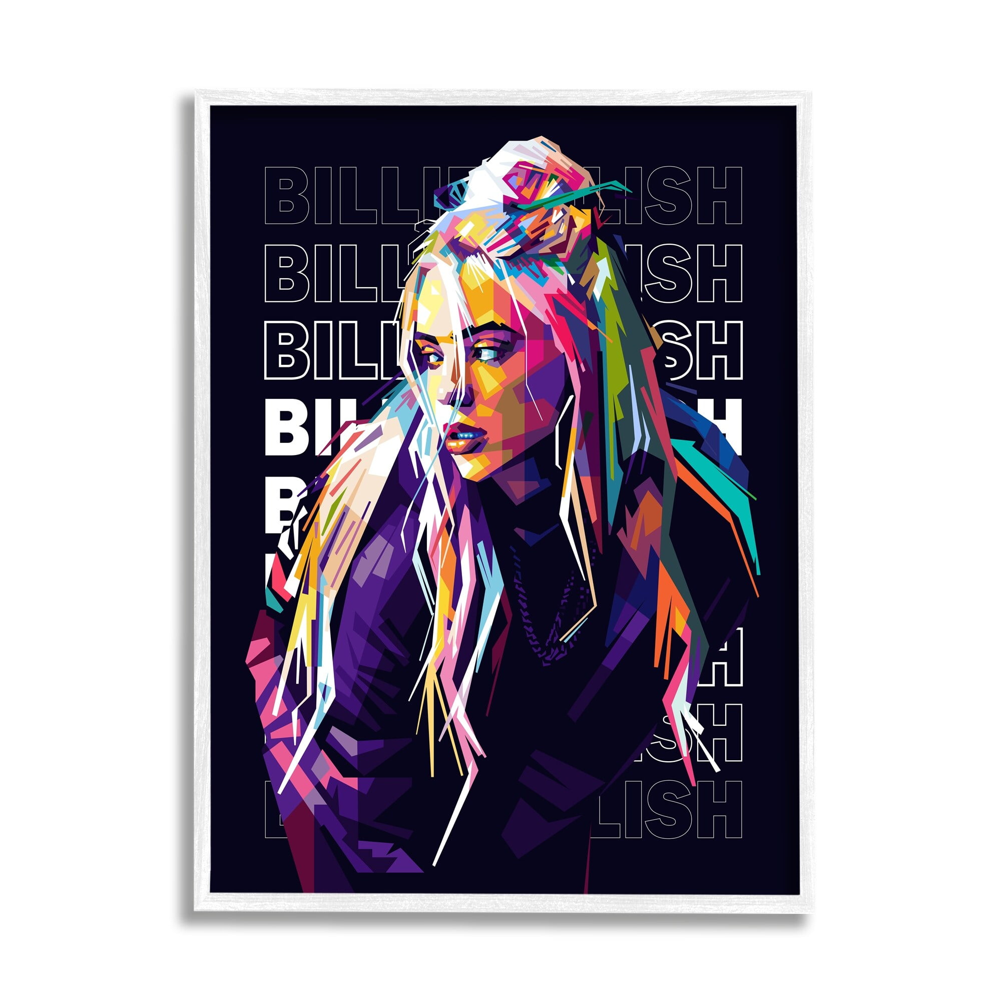 Stupell Industries Billie Eilish Modern Abstract Geometric Portrait Famous Figure, 24 x 30, Design by Birch&Ink