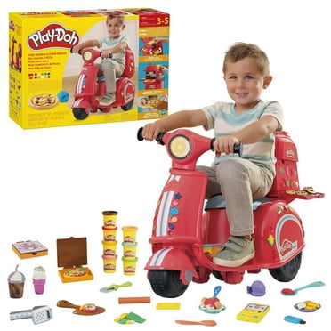 Play-Doh Pizza Delivery Scooter Playset, Large Ride-On Play Toys, Ages 3-5, Max Weight 50 lbs/22.6 Kg