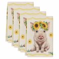 thumbnail image 2 of Sunflower Pig Kitchen Towels Set of 4, Summer Eucalyptus Retro Linen Texture Absorbent Dish Towels for Kitchen, Microfiber Hand Towel, Quick Drying Tea Towel for Cleaning Decorative Dishcloths, 2 of 7