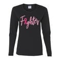 thumbnail image 2 of Wild Bobby Fighter Breast Cancer Survivor Breast Cancer Awareness Women Graphic Long Sleeve T-Shirt, Black, Small, 2 of 6