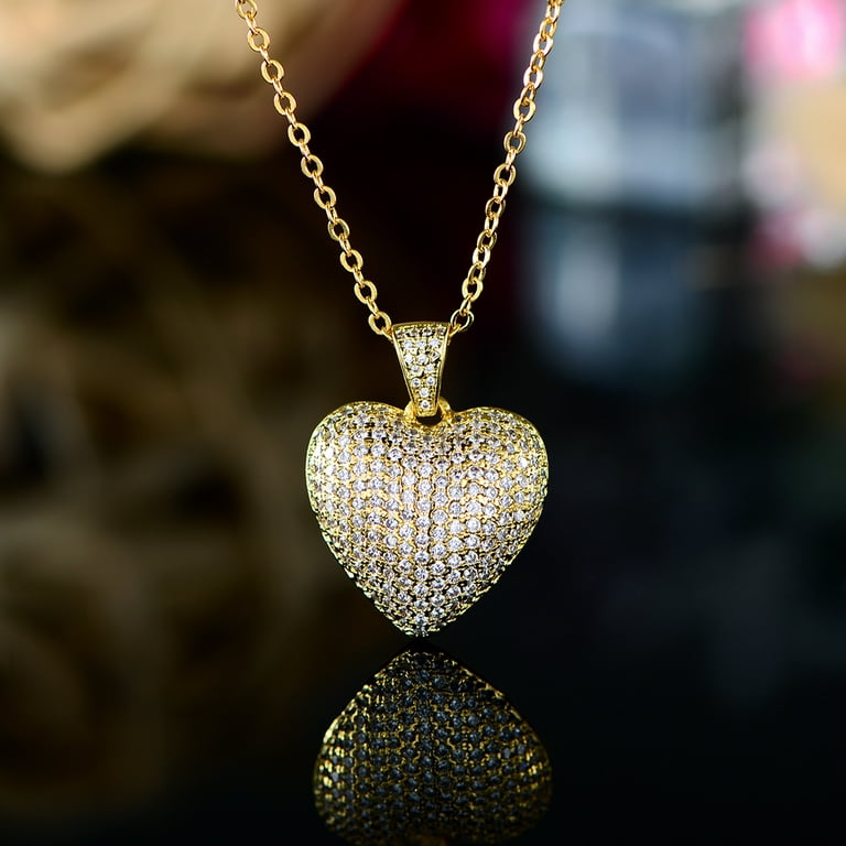 Ipotkitt 20pcs Cubic Zirconia Heart Charms Real Gold Plated Heart Shape Charms Valentine Heart Charms for Jewelry Making Necklace