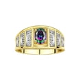 thumbnail image 1 of RYLOS Bagues pour Femmes Bague en Or Jaune 14K Style Classique Pierre Précieuse Ovale 7X5MM et Bague en Diamant Juin Alexandrite Bijoux Taille 5, 1 of 7