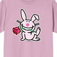 thumbnail image 2 of It's Happy Bunny Pink Bunny With Rose Crew Neck Short Sleeve Cradle Pink Men's T-shirt-Small, 2 of 2