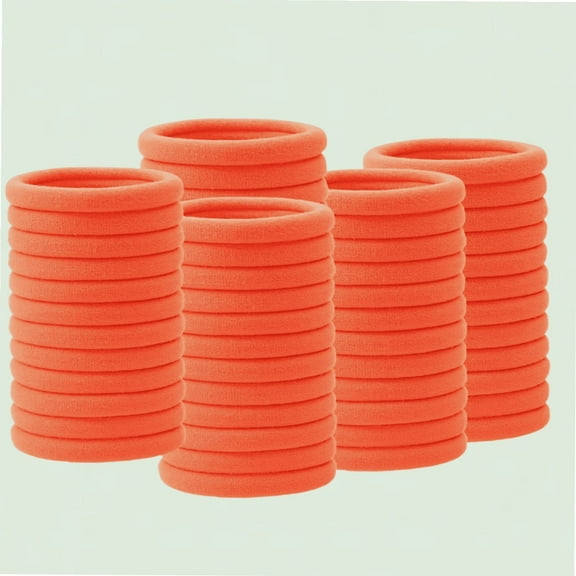 100PCS Hair Bands for Women, No Damage Ponytail Hair Ties, Orange