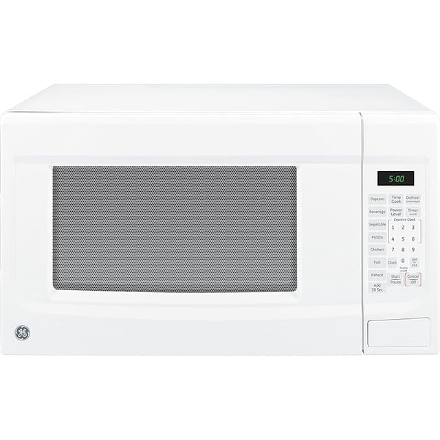 GE GCST14S1WWW - Horno de microondas, 1.100 vatios, 7 ajustes de cocción automática, tecnología de bloqueo infantil, esenciales de cocina para la encimera, recámara o departamento, nuevo 1.4 Cu. Pie,