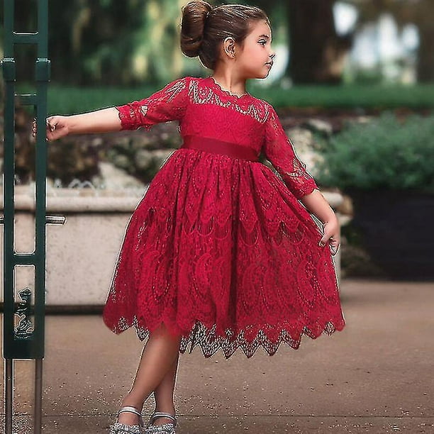 Vestido de fiesta de cumpleanos de princesa de encaje para nina vestidos de dama de honor de boda