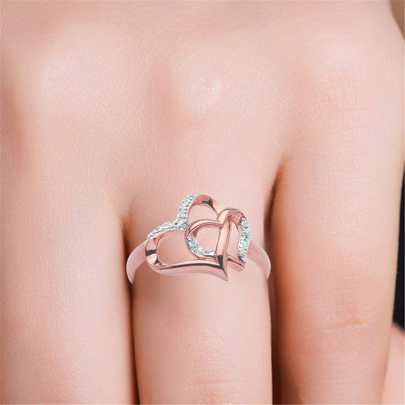 YYKihy Heart-to-heart Ladies Diamond Engagement Ring Creative Jewelry Love Gif