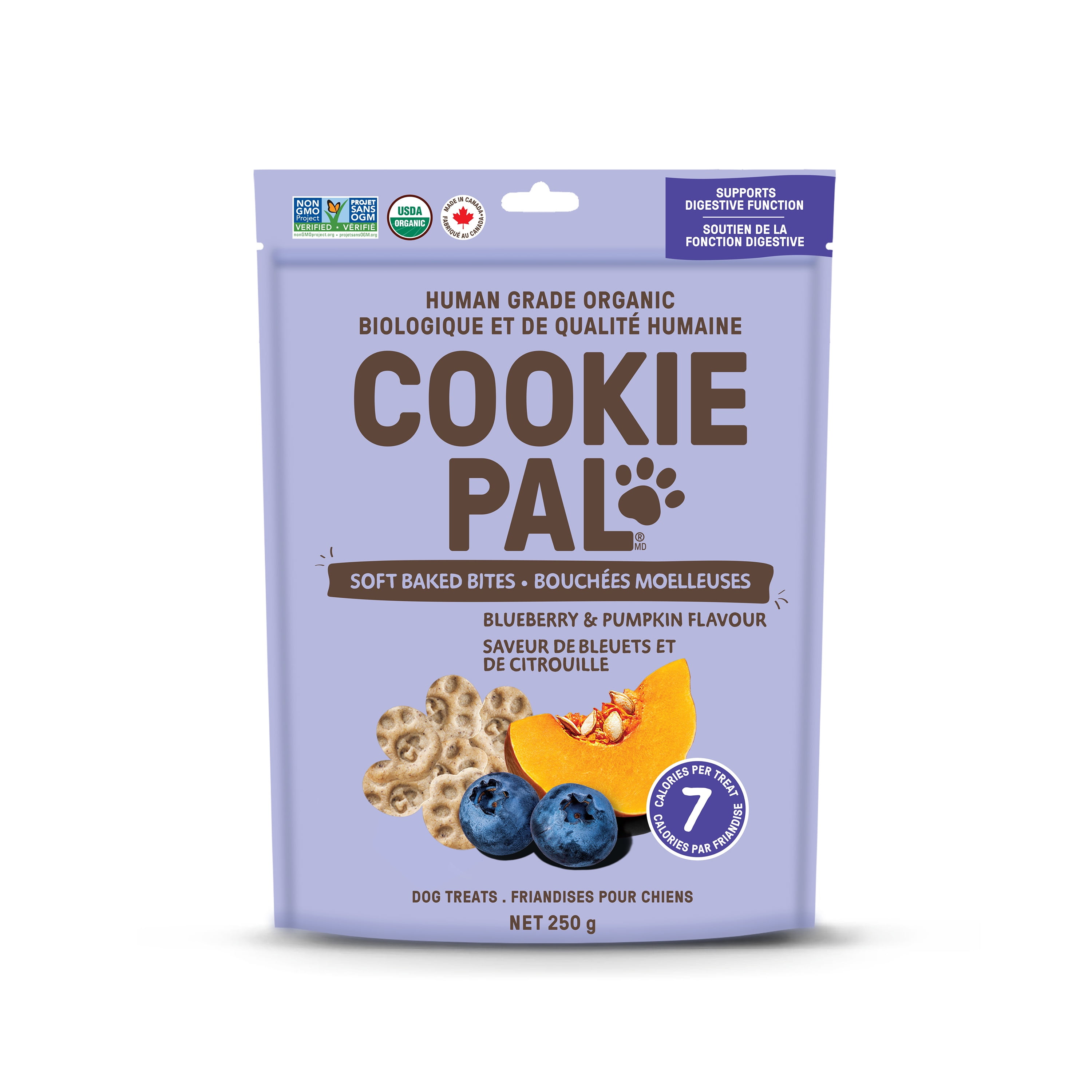 COOKIE PAL Blueberry & Pumpkin Soft Baked Bites Human Grade and Organic Dog Treats 250g, COOKIE PAL B&P 250g