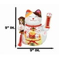 thumbnail image 2 of Japanese Lucky Charm White Beckoning Cat Maneki Neko With Waving Arm Figurine 9", 2 of 9