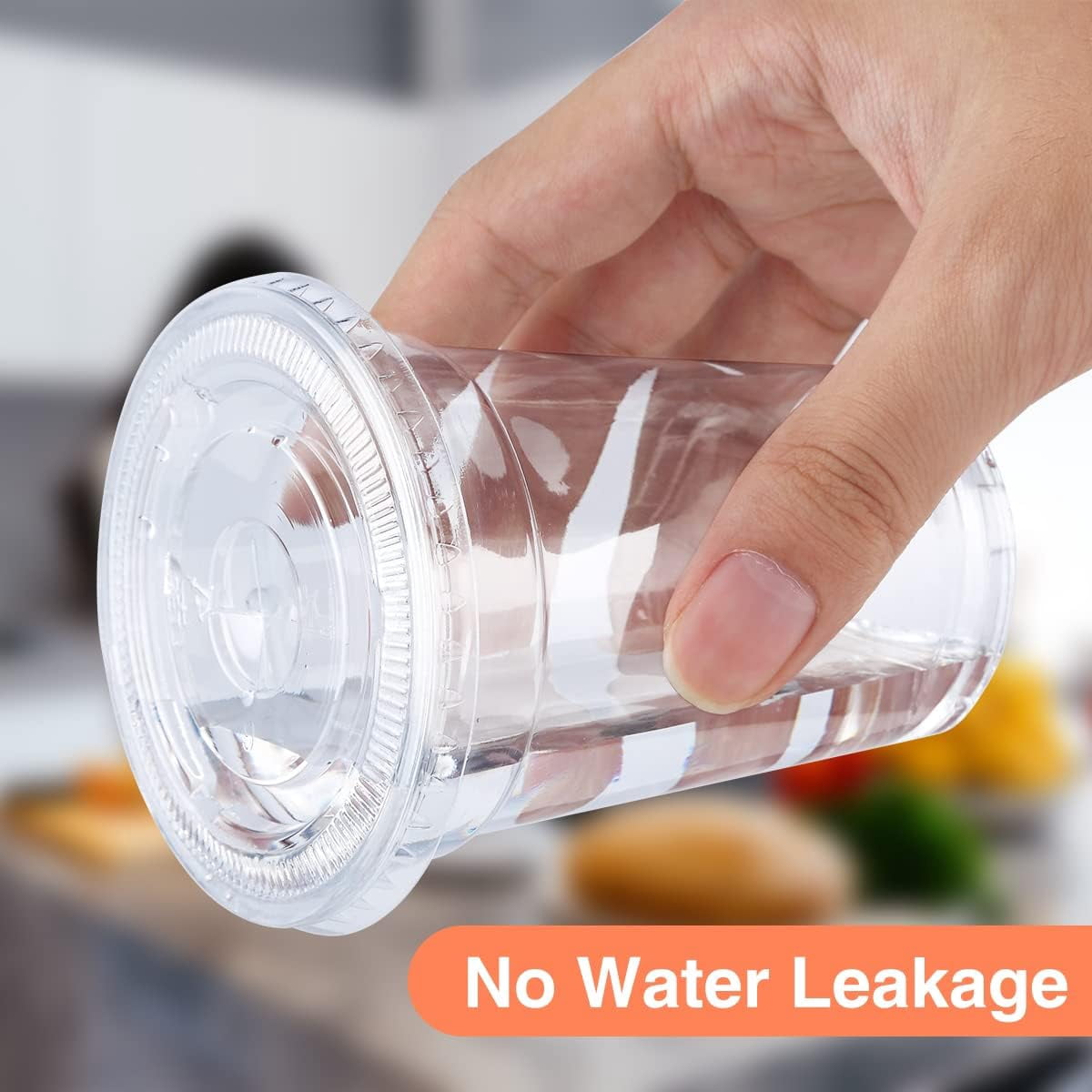 JJEAN-Disposable Plastic Cups with Lids 8 oz Clear Plastic Cups 50 Pack, Cold Drink Containers Party Cups for Beverage Coffee Soda Juice Smoothie