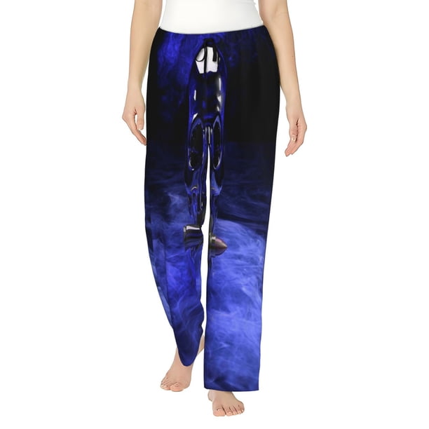 Balery Steel Skull Pantalones de pijama para mujer, pijamas ultraligeros, pantalones de estar por casa-Medium