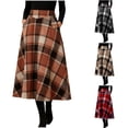 thumbnail image 2 of PUMISAS High Waisted Long Skirts For Women Soft Elastic Waist Plaid Skirts Casual Loose Skirts A-Line Skirts With Side Pockets, 2 of 9