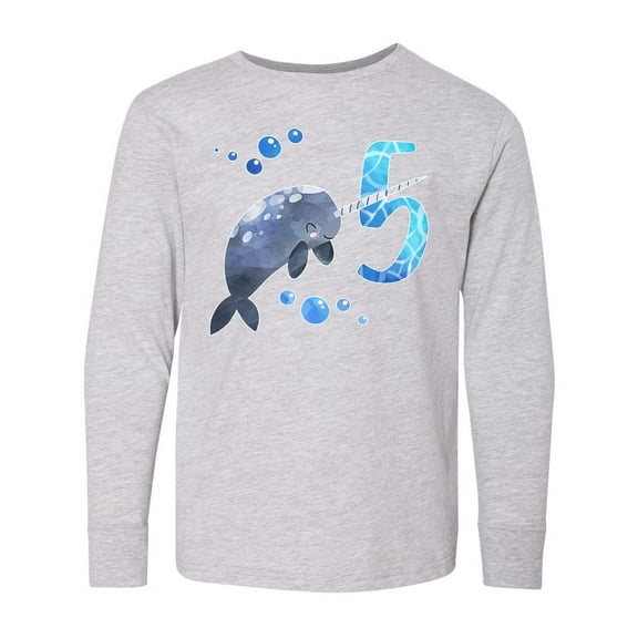 Inktastic Cute Narwhal 5th Birthday Long Sleeve Youth T-Shirt