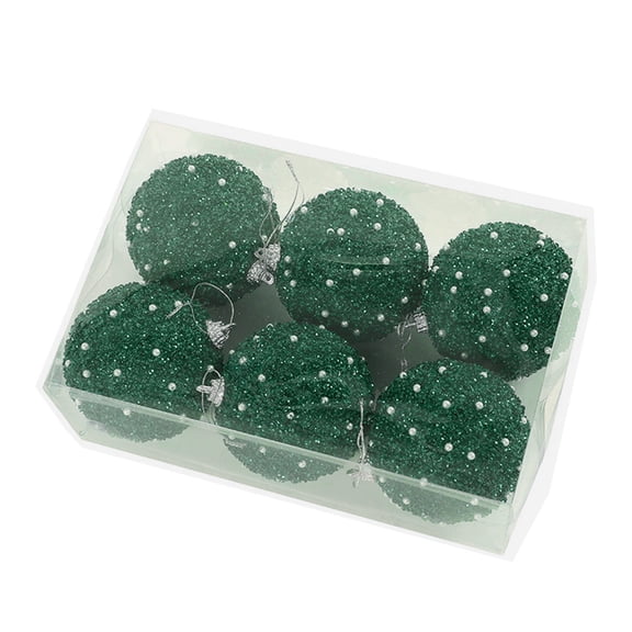 Wadada 3" Christmas Balls Ornaments 6 Pcs Shatterproof Big Green Christmas Ornaments for Christmas Tree Bulk Glitter Big Christmas Tree Ornaments for Xmas Halloween Holiday Wedding Party Decoration