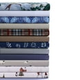 thumbnail image 2 of Azores Home 170-GSM Cotton Flannel Printed or Solid Extra Deep Pocket Sheet Set Eva Dark Blue King Flannel, Cotton, 2 of 5