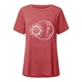 thumbnail image 2 of Qiylii Women Long Loose T-shirt, Sun and Moon Print Short Sleeve Round Neck Summer Tops, Plus Size S-XXXXXL, 2 of 5