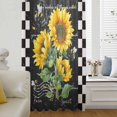 thumbnail image 6 of Sunflower Black Sheer Curtains 72 Inches Long, Vintage Farm Bee Black White Plaid Light Filering Curtains, Breathable Simi Curtain Privacy Drapes for Living Room Bedroom Lightweight Window Treatment, 6 of 9
