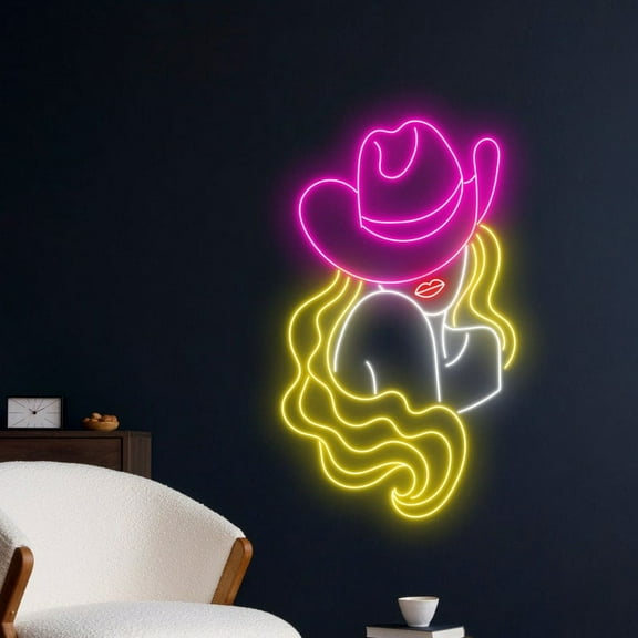 Handmadetneonsign Cowgirl Neon Sign, Western Cowgirl Neon Led Light Art Decor, Cowgirl Wall Decor