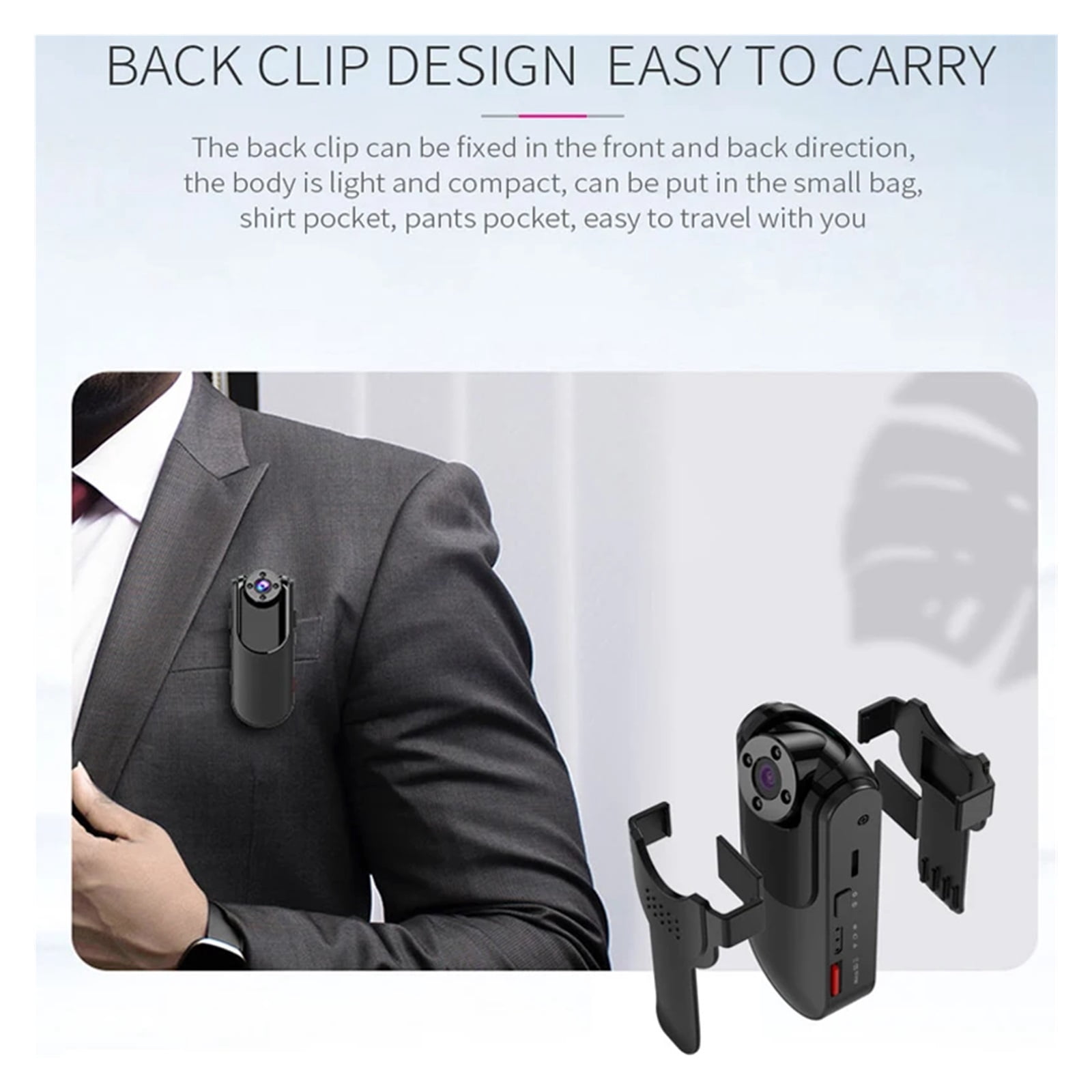 Body Worn Camera HD DVR Video Recorder Security 90 Degree Rotation Night Vision Motion Detection Mini Camcorders ,HD Shooting