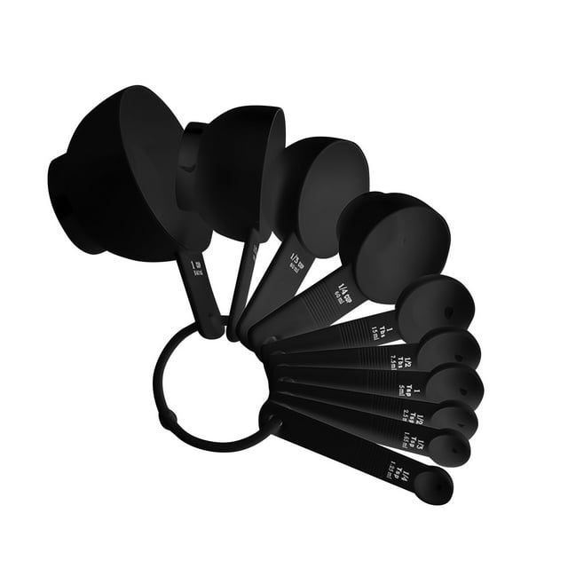 Oleegame 1PC 10PCS Measuring Spoons And Cups Sets Complete Set Of Quantitative Seasoning Tools Measuring Spoon Set For Cooking And Baking Black
