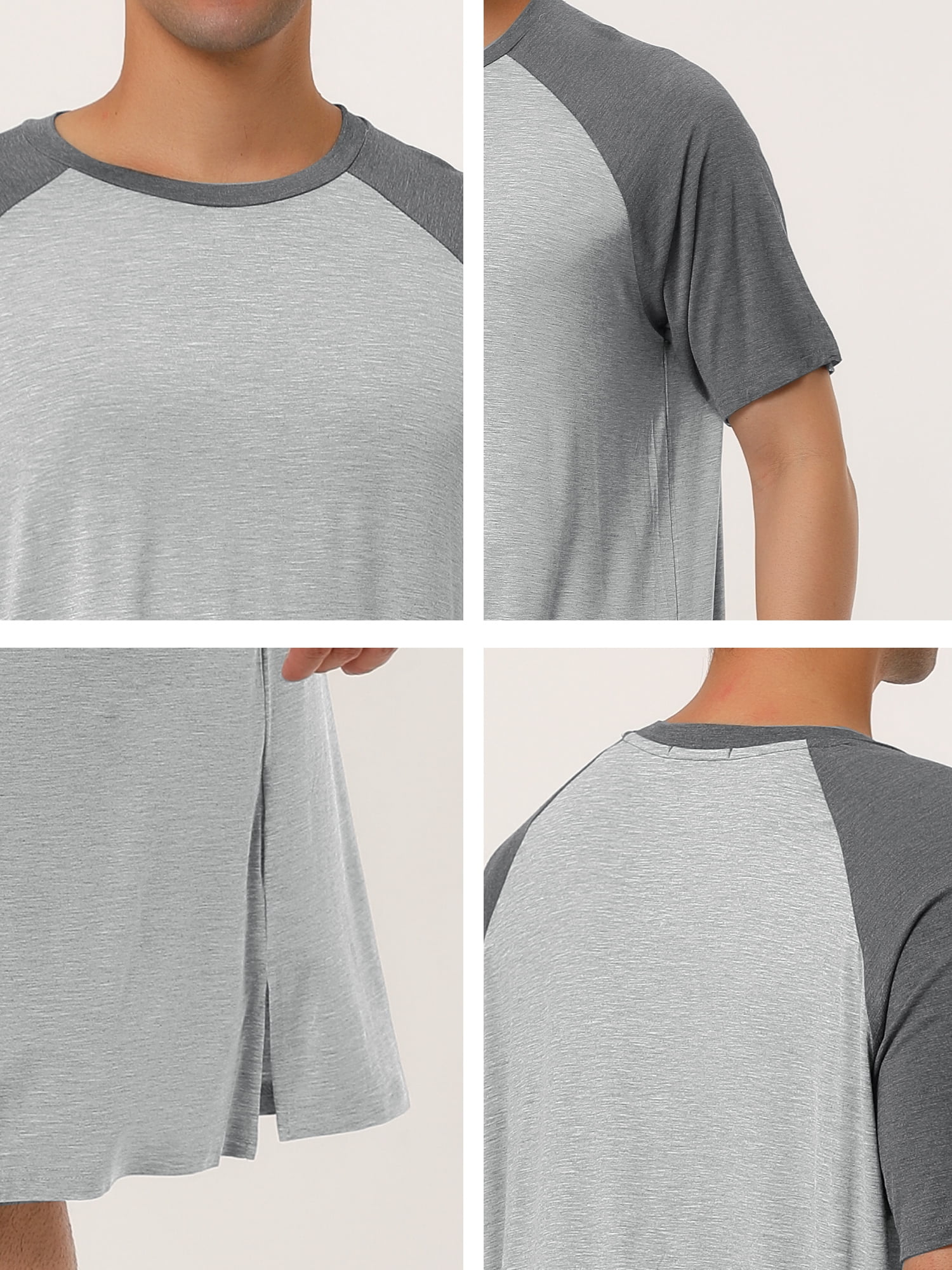 Unique Bargains Men's Nightshirt Raglan Sleeves Lounge Nightgown
