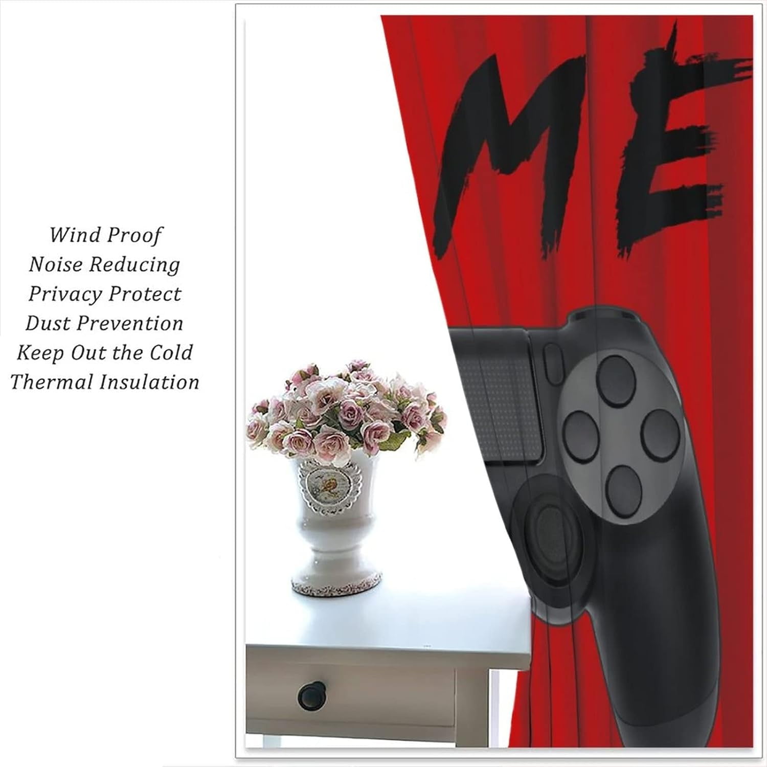Video Game Curtains, Gamepad Red Blackout Window Drape Boys Bedroom Drapes Art Printed Living Room Decor 42'''' W x 84'''' L x2【Blackout】 Game-4