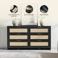 thumbnail image 5 of SICOTAS Boho 6-Drawer Dresser & 2 Charging Nightstands Set - Oversized 3-Piece Furniture Set with Rattan Design&Spacious Storage, USB/Type-C Ports, Coastal Furniture Set for Bedroom, Black Oak, 5 of 13
