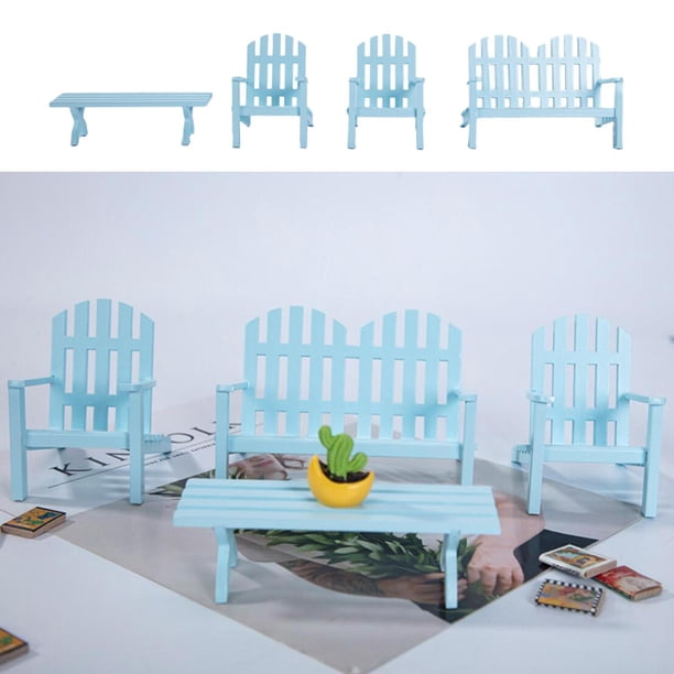 Silla de a 1/12, Mini modelo de muebles en miniatura para , decoración de de , accesorios de adorno artesanal, Azul Baoblaze miniaturas de casa de muñecas
