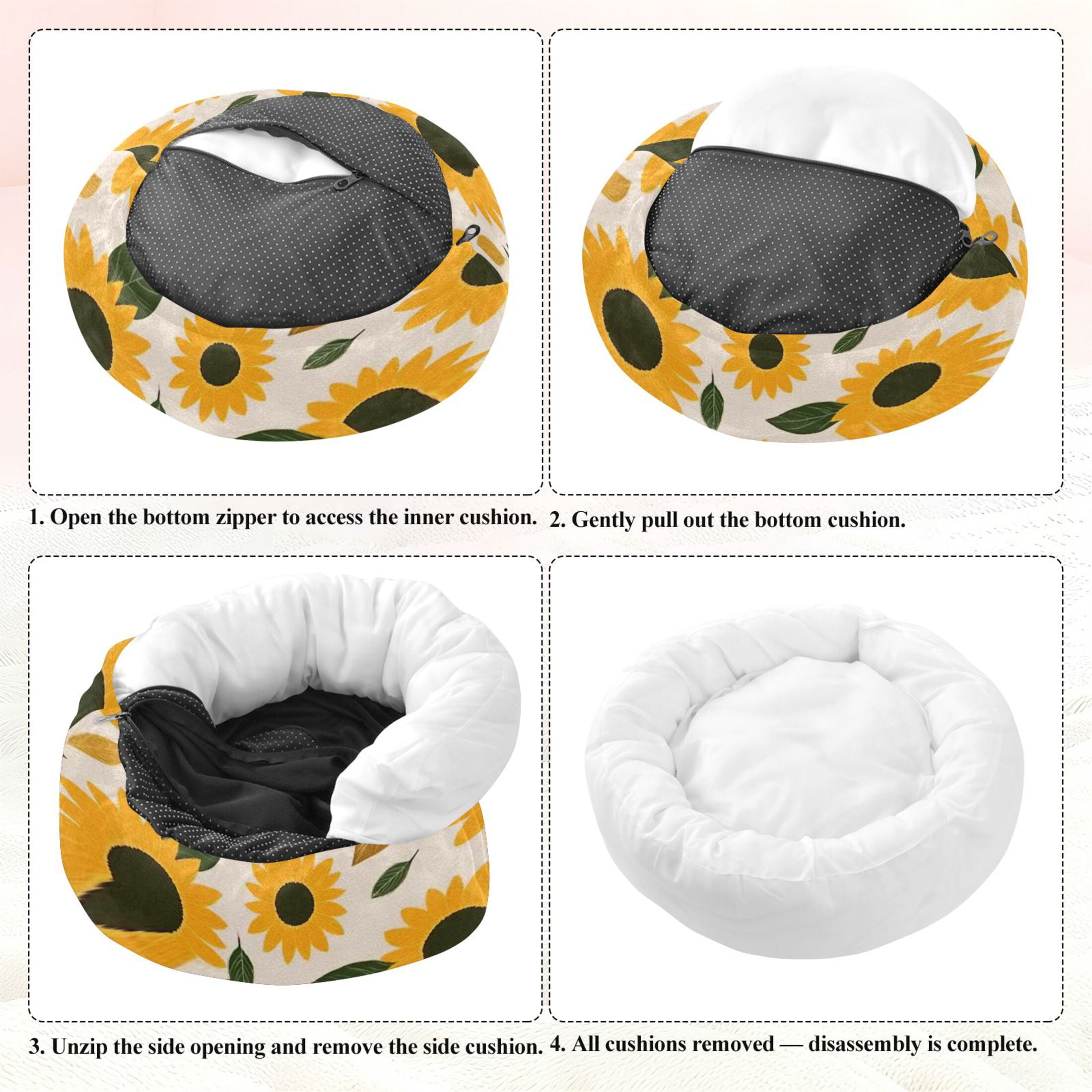 Iauyy Pet Couch Donut Cat Bed for Indoor Cats/Small Dogs Washable & Machine with Non-slip Bottom Calming Cat Furniture, Vivid Colors (M)