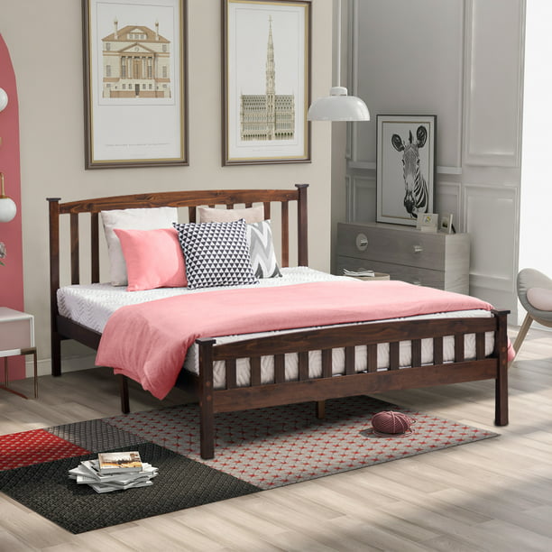 Queen Bed Frame With Headboard Solid, Wood Queen Bed Frame No Headboard
