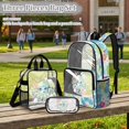 thumbnail image 2 of Kuiaobaty Octopuses Print Clear Backpack and Lunch Bag Set for Boys Girls Hibiscus Printed Clear Backpack and Pencil Case with Zipper Monstera Print Bookbag with Lunch Box for School, 2 of 5