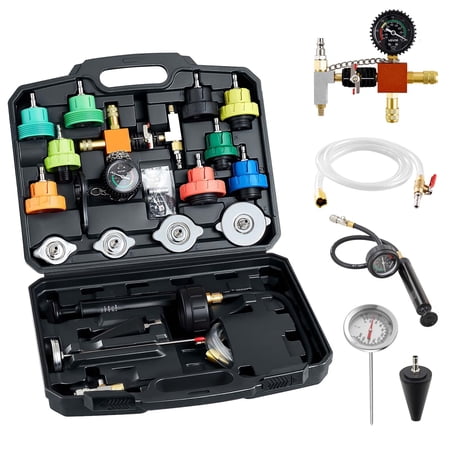 VEVOR Coolant Pressure Tester Kit 28Pcs Radiator Vacuum Refill Kit with 4 Adapters Universal Fit Automotive Cooling System Pressure Tester Kit with Pressure Pump & Aluminum Alloy Purge Filler
