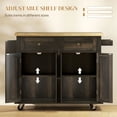 thumbnail image 4 of Brown Oak Kitchen Island Cart with Storage - Rolling Kitchen Trolley, 43.7" x 17.5" - Spice Rack, Towel Bar, & Adjustable Shelves for Dining Room Use, 4 of 7