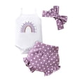 thumbnail image 3 of Summer Baby Girl Rainbow Embroidered Camisole Romper Polka Dot Shorts 3Pcs Clothes Outfit Kids Girl Beach Casual Set, 3 of 8