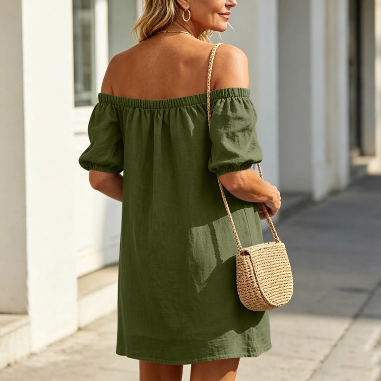 green cotton mini dress Embroidered cotton mini dress Green For Women