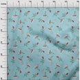 thumbnail image 2 of oneOone Cotton Flex Sky Blue Fabric Flower & Leaves Watercolor Dress Material Fabric Print Fabric By The Yard 40 Inche Wide, 2 of 4