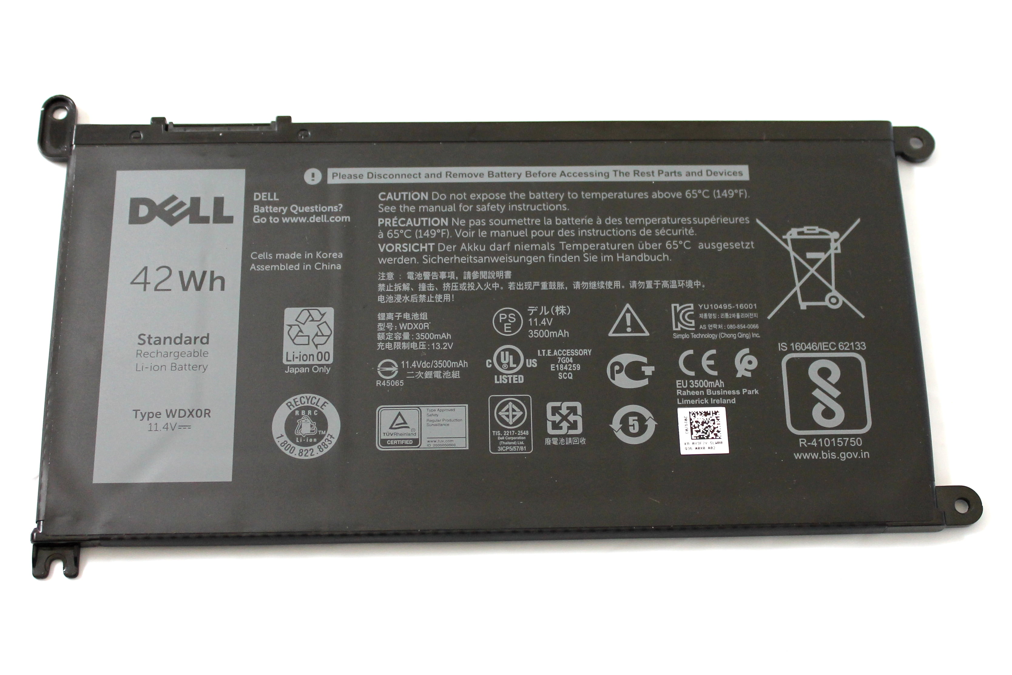 Y3F7Y Dell Genuine OEM 42Wh 11.4V Liion Battery WDX0R