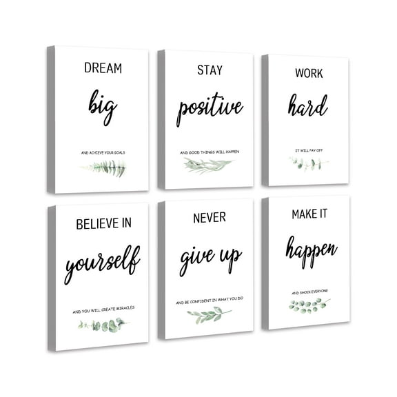 Drsoum Inspirational Office Wall Art Motivational Quotes Encouraging Sayings Framed Posters 8x10in