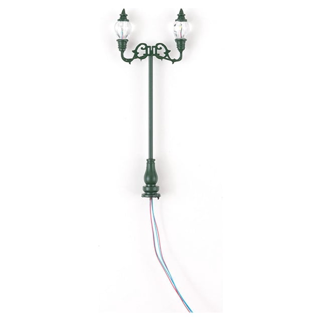 Bearachild 1:87 lámparas de modelo de doble cabeza estilo Vintage diseño de ferrocarril patio calle cristal DIY artesanía luz miniatura parque de Artesanía Luz verde/blanca Bearachild HA066734-03