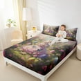 thumbnail image 4 of Feelyou Kawaii Anime Princess Bed Sheets for Kid, Cartoon Easter Eggs King Sheets, Sprint Butterfly Floral Sheet Set, Ultra Soft Bedroom Decor, 4-Piece, 4 of 7