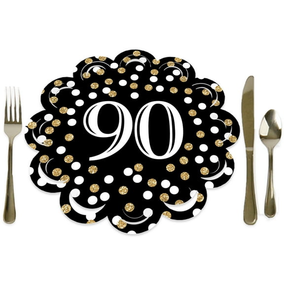 Big Dot of Happiness Adult 90th Birthday - Gold - Birthday Party Round Table Decorations - Paper Chargers - Place Setting For 12