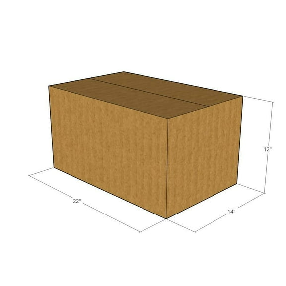22x14x12 Kraft Brown Corrugated Shipping Boxes, 32 ECT Single-Wall, Qty 15