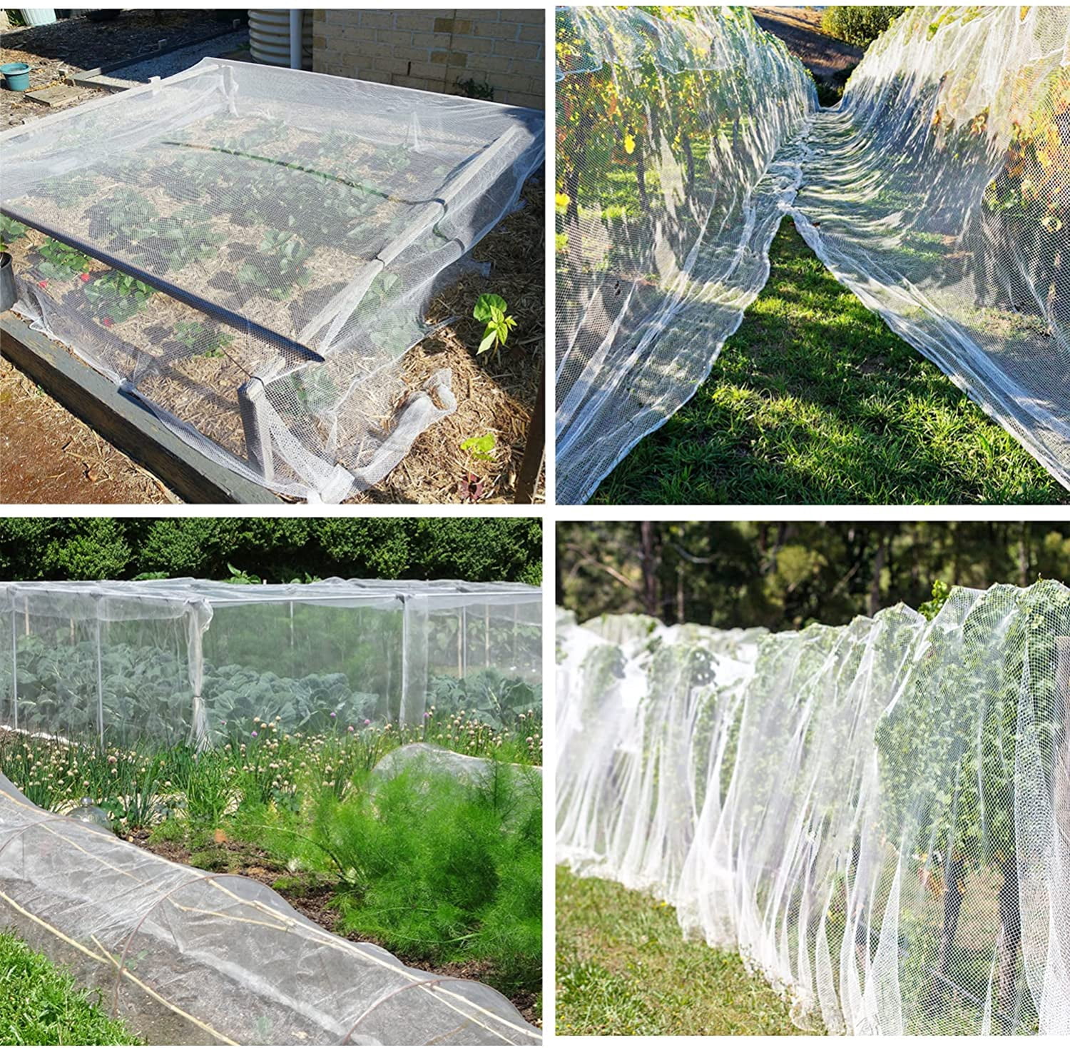 Garden Netting, 10 x 50 Ft Insect Bird Netting for Garden Protection, Ultra Fine Mesh Mosquito Net for Patio Vegetable Plants Fruit Tree, Birds Pests Bugs Plant Covers